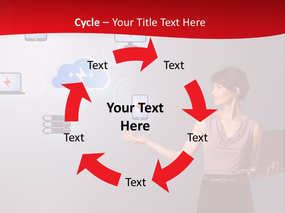 A Woman Holding A Laptop In Her Hands PowerPoint Template