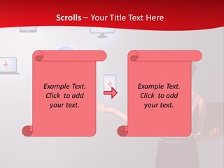 A Woman Holding A Laptop In Her Hands PowerPoint Template