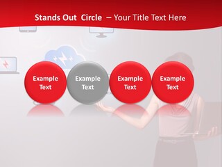 A Woman Holding A Laptop In Her Hands PowerPoint Template
