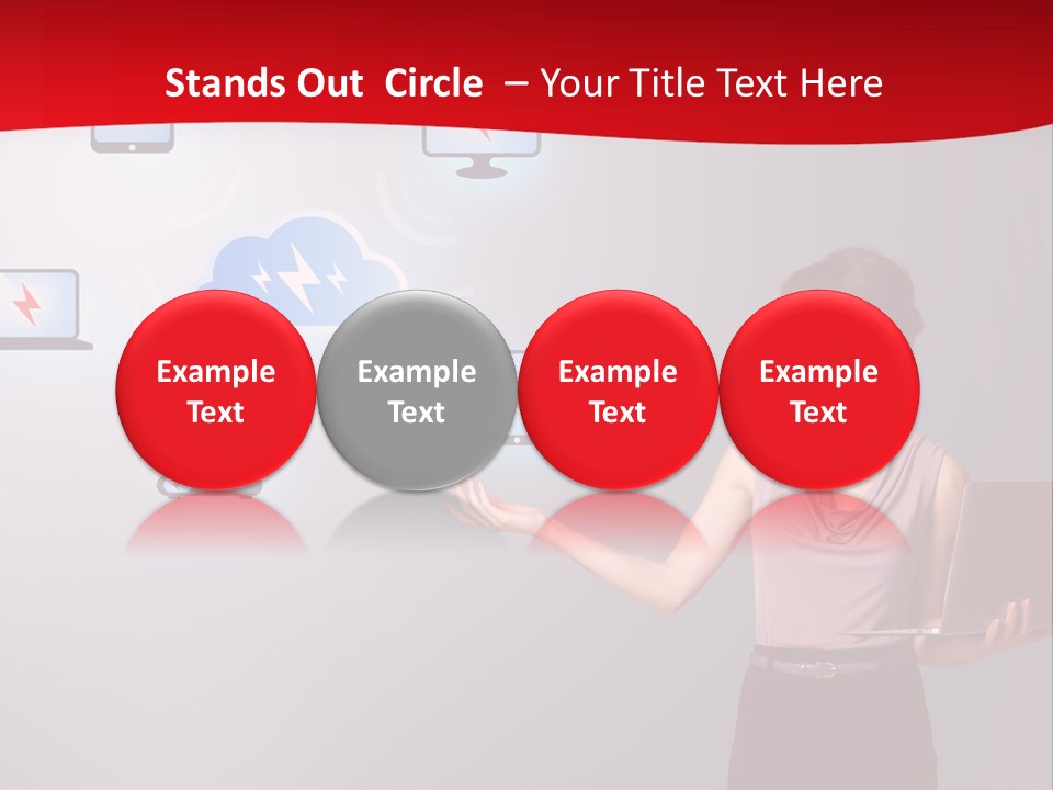 A Woman Holding A Laptop In Her Hands PowerPoint Template