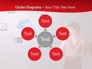 A Woman Holding A Laptop In Her Hands PowerPoint Template