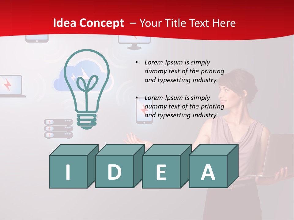 A Woman Holding A Laptop In Her Hands PowerPoint Template