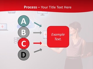 A Woman Holding A Laptop In Her Hands PowerPoint Template
