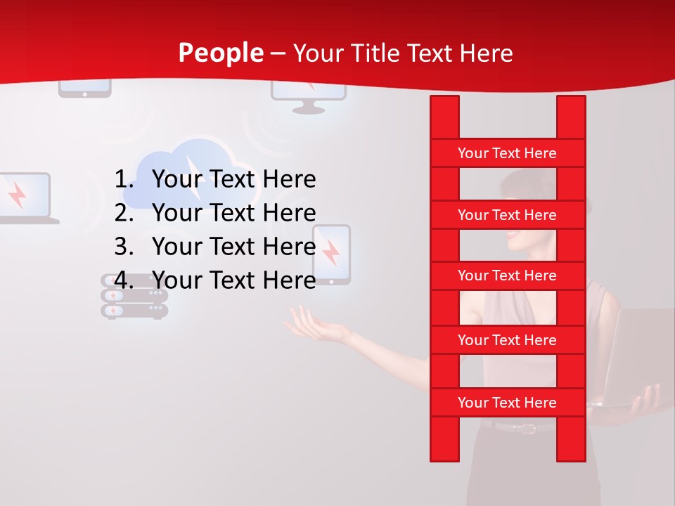 A Woman Holding A Laptop In Her Hands PowerPoint Template