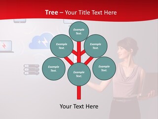A Woman Holding A Laptop In Her Hands PowerPoint Template