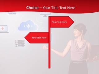 A Woman Holding A Laptop In Her Hands PowerPoint Template
