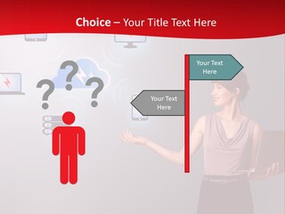 A Woman Holding A Laptop In Her Hands PowerPoint Template