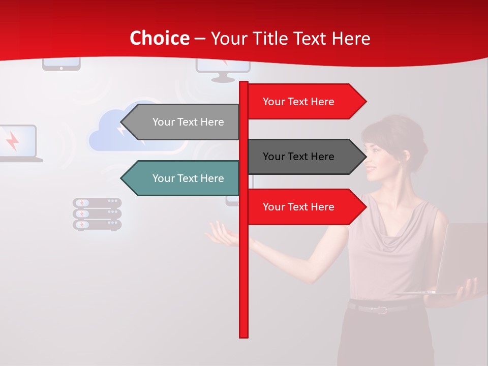 A Woman Holding A Laptop In Her Hands PowerPoint Template