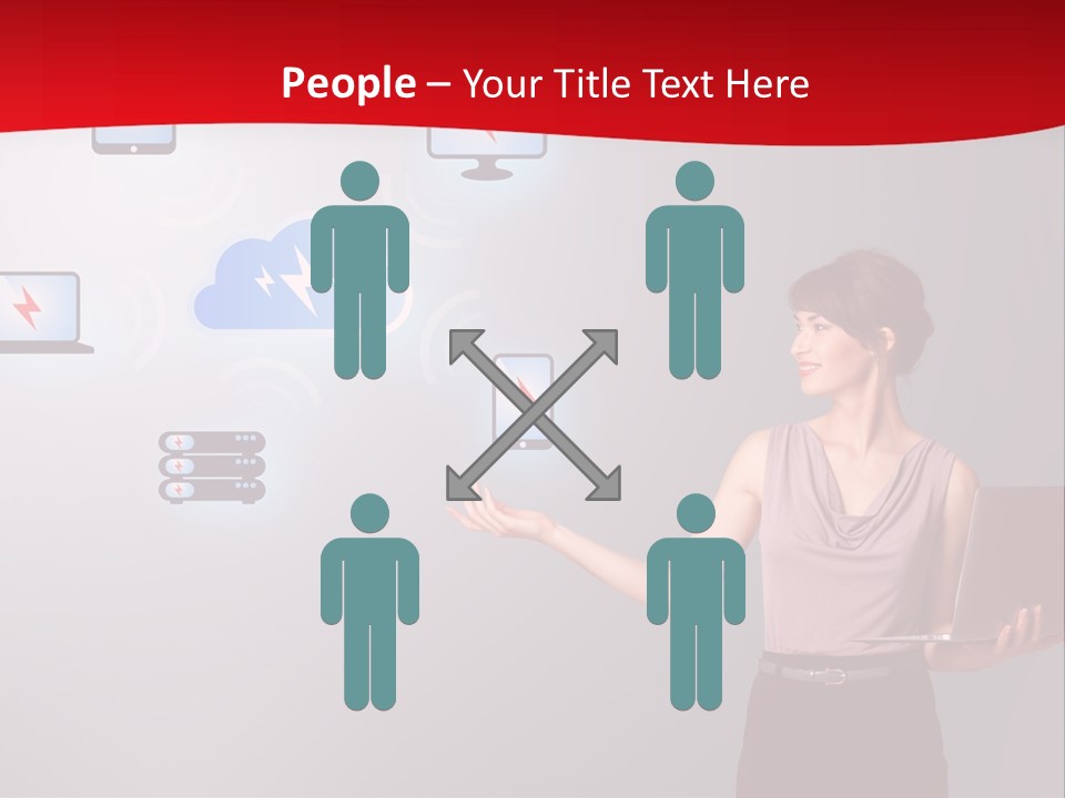 A Woman Holding A Laptop In Her Hands PowerPoint Template