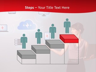 A Woman Holding A Laptop In Her Hands PowerPoint Template