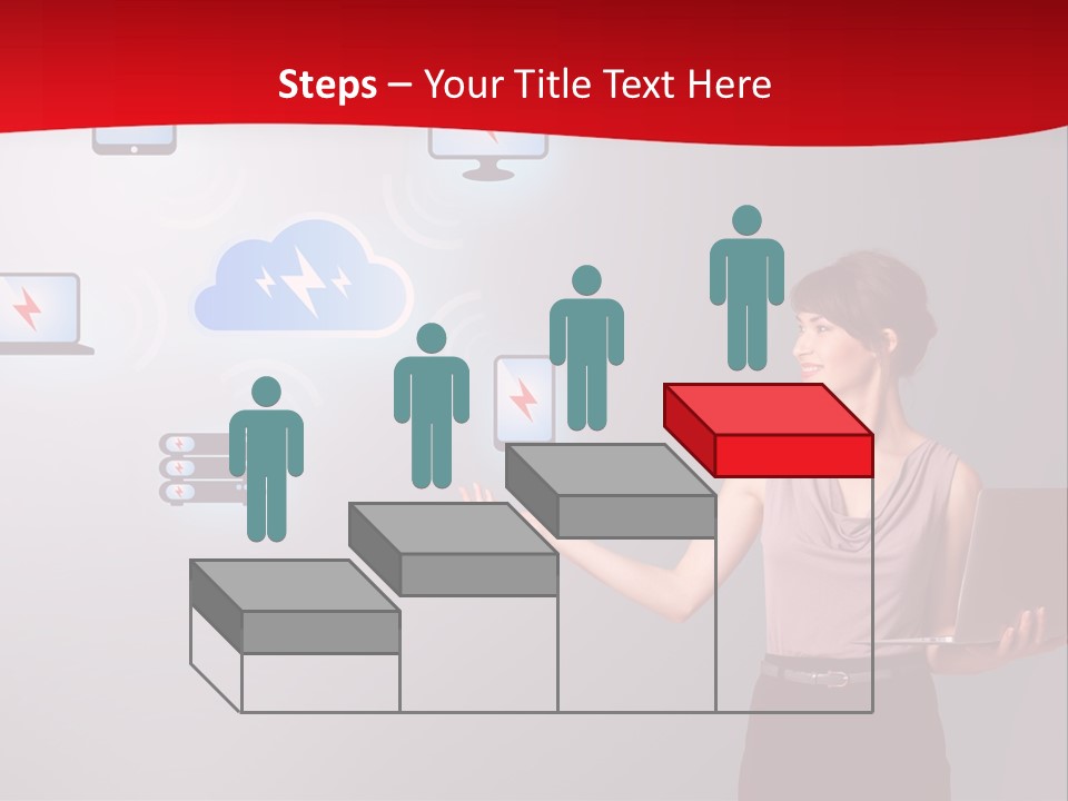 A Woman Holding A Laptop In Her Hands PowerPoint Template