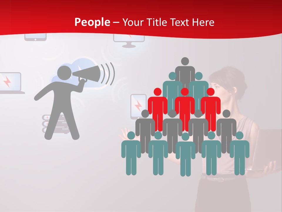A Woman Holding A Laptop In Her Hands PowerPoint Template