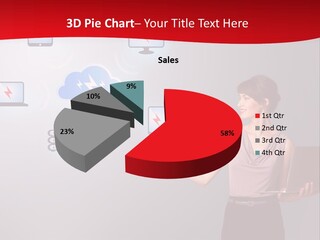 A Woman Holding A Laptop In Her Hands PowerPoint Template