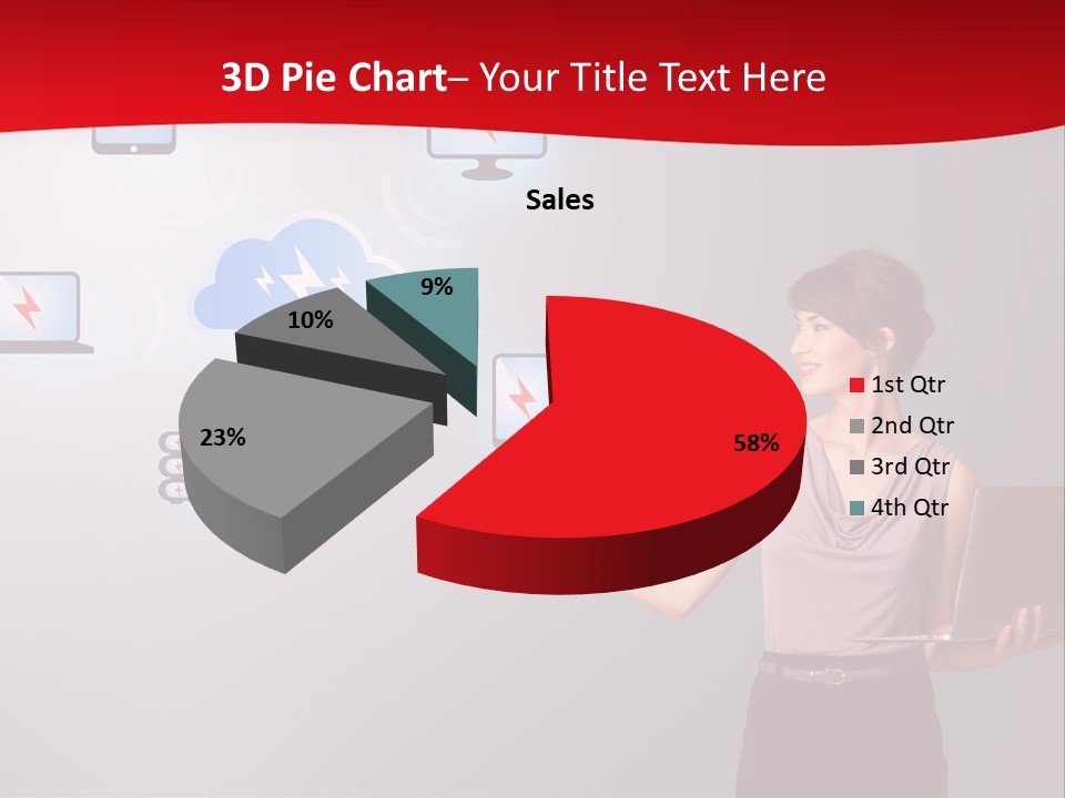 A Woman Holding A Laptop In Her Hands PowerPoint Template