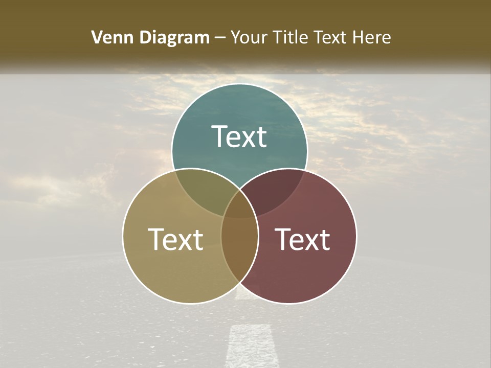 An Empty Road With The Sun Shining Through The Clouds PowerPoint Template