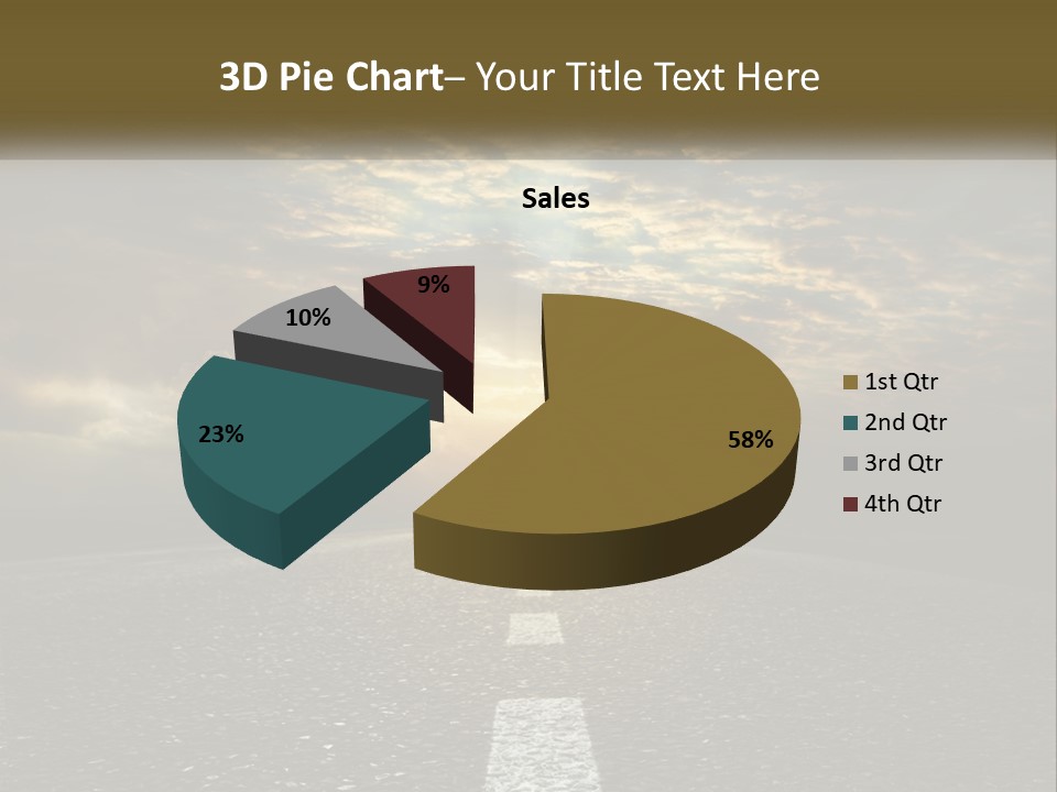 An Empty Road With The Sun Shining Through The Clouds PowerPoint Template