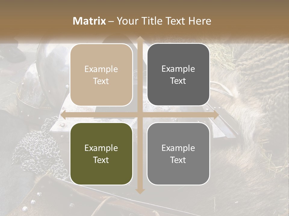 A Large Metal Helmet Sitting On Top Of A Pile Of Hay PowerPoint Template