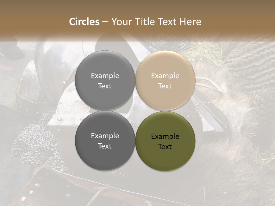 A Large Metal Helmet Sitting On Top Of A Pile Of Hay PowerPoint Template