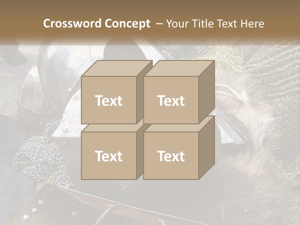 A Large Metal Helmet Sitting On Top Of A Pile Of Hay PowerPoint Template