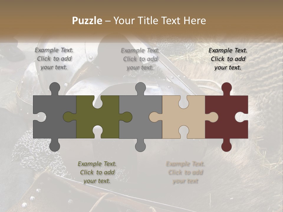 A Large Metal Helmet Sitting On Top Of A Pile Of Hay PowerPoint Template