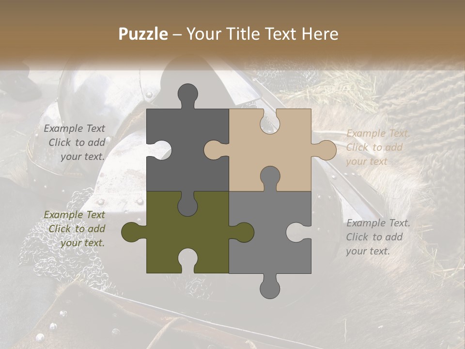 A Large Metal Helmet Sitting On Top Of A Pile Of Hay PowerPoint Template