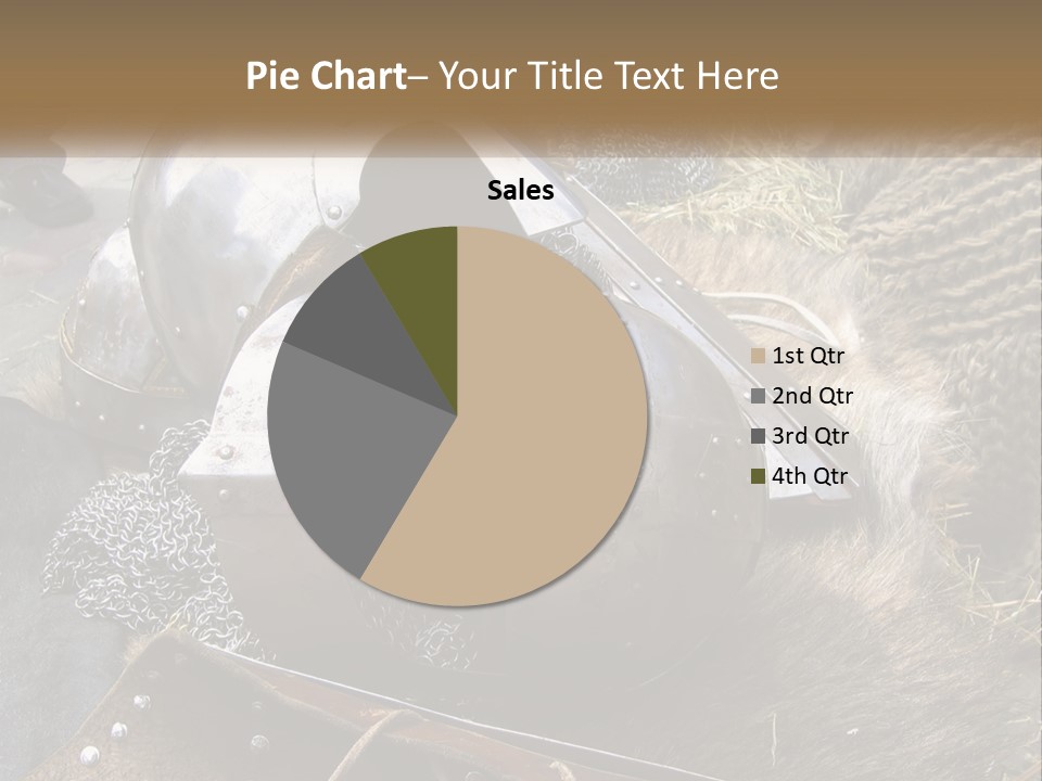A Large Metal Helmet Sitting On Top Of A Pile Of Hay PowerPoint Template