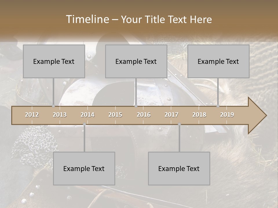 A Large Metal Helmet Sitting On Top Of A Pile Of Hay PowerPoint Template