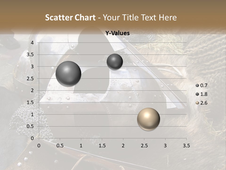 A Large Metal Helmet Sitting On Top Of A Pile Of Hay PowerPoint Template