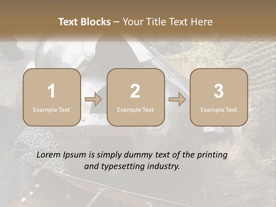 A Large Metal Helmet Sitting On Top Of A Pile Of Hay PowerPoint Template