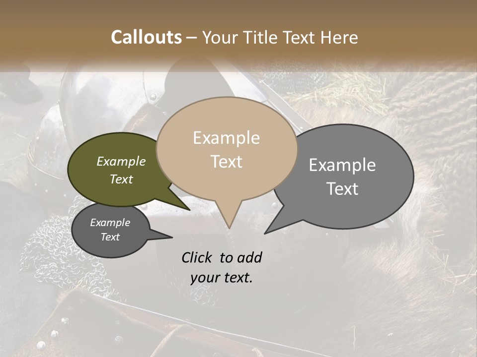 A Large Metal Helmet Sitting On Top Of A Pile Of Hay PowerPoint Template