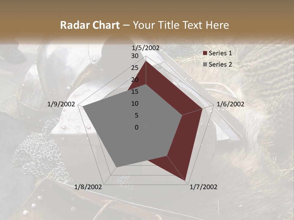 A Large Metal Helmet Sitting On Top Of A Pile Of Hay PowerPoint Template