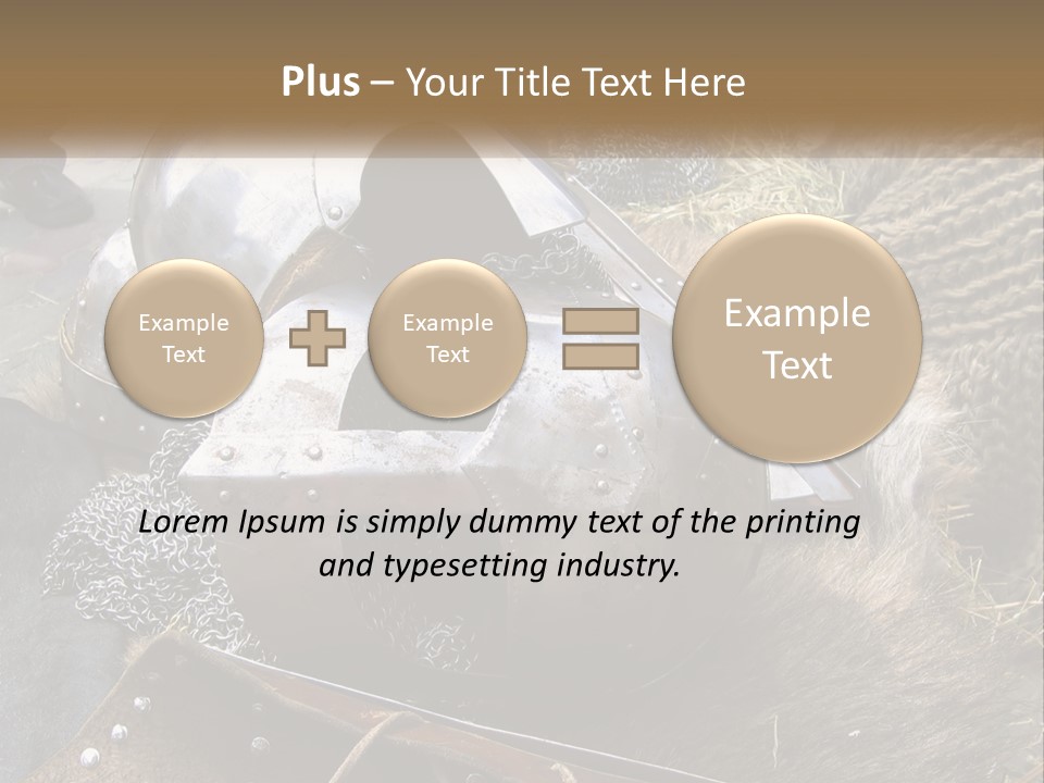 A Large Metal Helmet Sitting On Top Of A Pile Of Hay PowerPoint Template