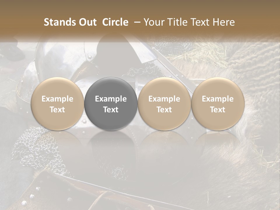 A Large Metal Helmet Sitting On Top Of A Pile Of Hay PowerPoint Template