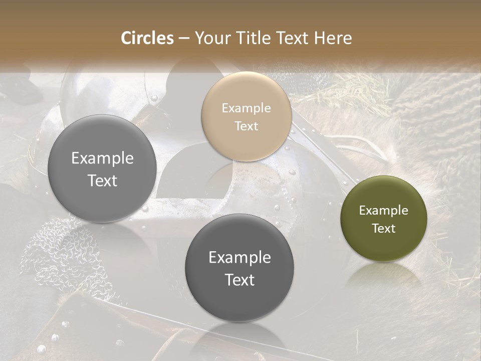 A Large Metal Helmet Sitting On Top Of A Pile Of Hay PowerPoint Template