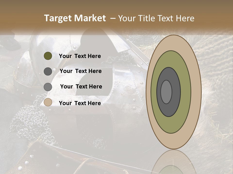 A Large Metal Helmet Sitting On Top Of A Pile Of Hay PowerPoint Template