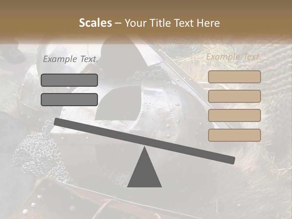 A Large Metal Helmet Sitting On Top Of A Pile Of Hay PowerPoint Template