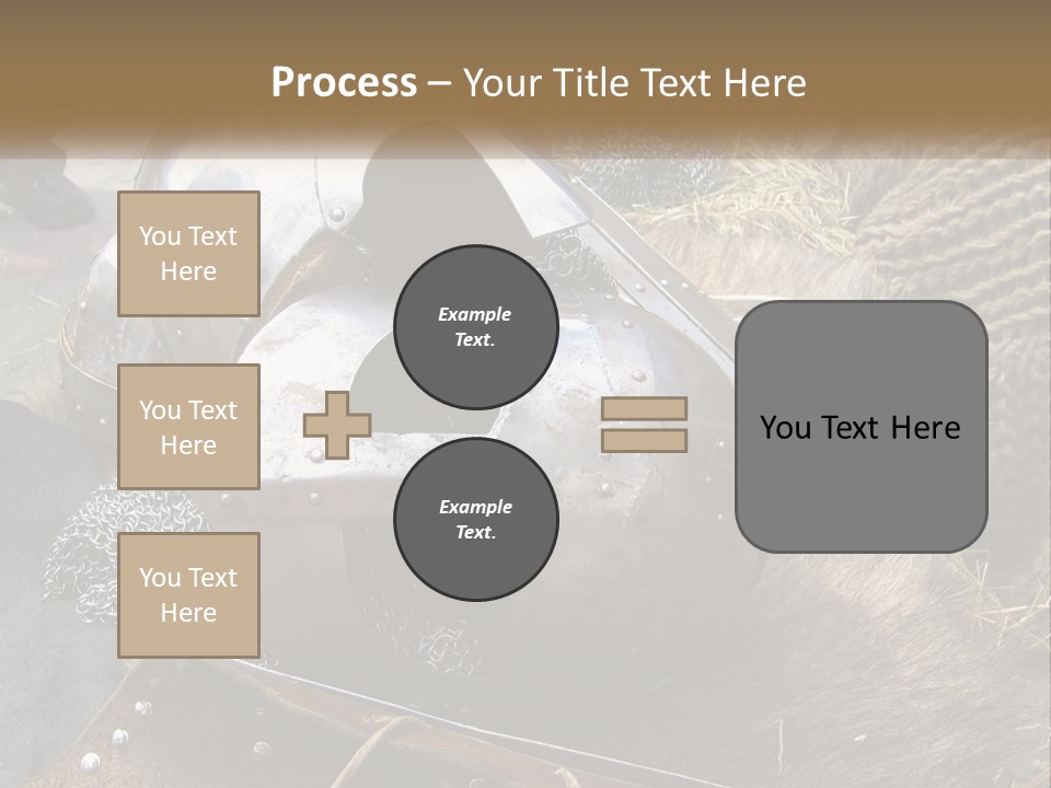 A Large Metal Helmet Sitting On Top Of A Pile Of Hay PowerPoint Template