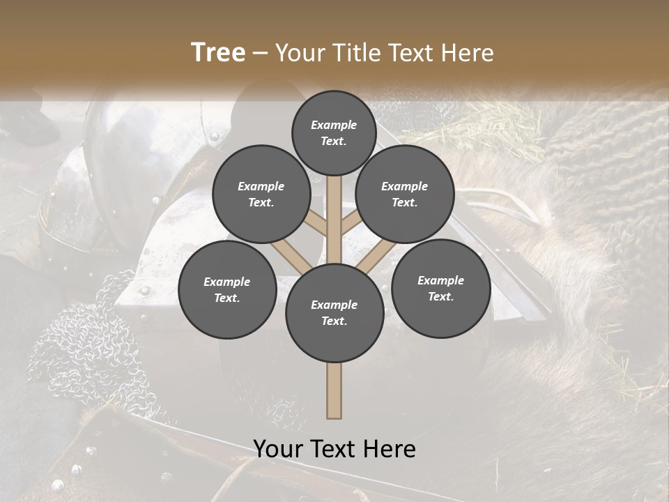 A Large Metal Helmet Sitting On Top Of A Pile Of Hay PowerPoint Template