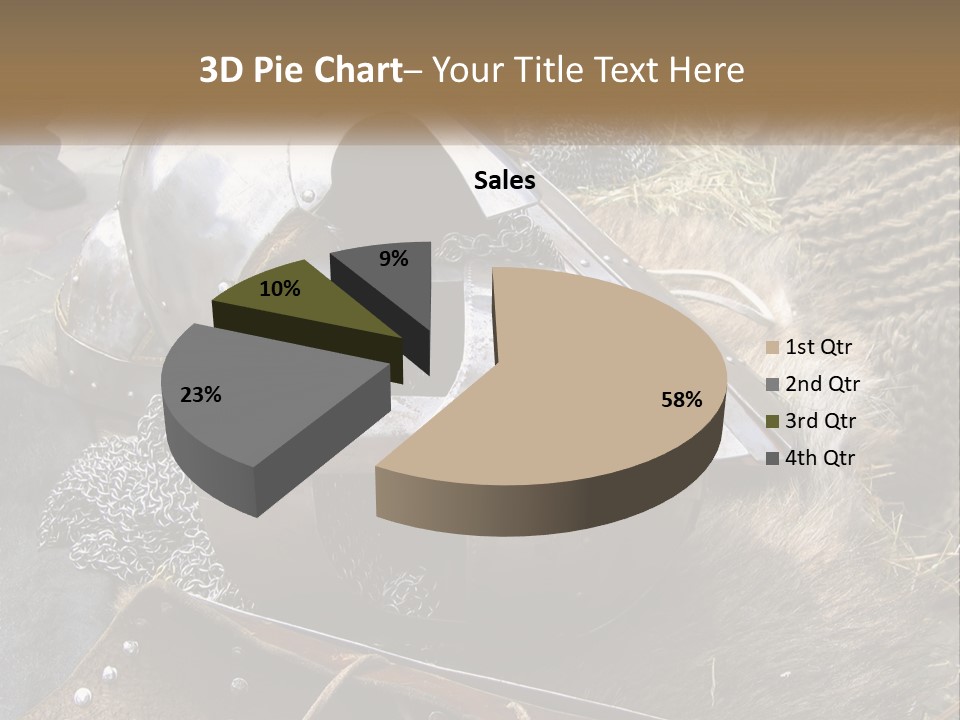 A Large Metal Helmet Sitting On Top Of A Pile Of Hay PowerPoint Template