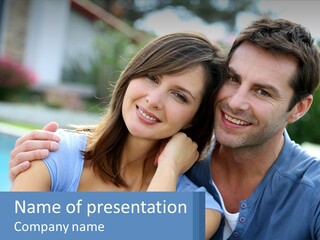 A Man And A Woman Are Posing For A Picture PowerPoint Template