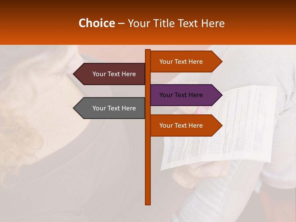 A Woman Sitting On A Couch Holding A Piece Of Paper PowerPoint Template