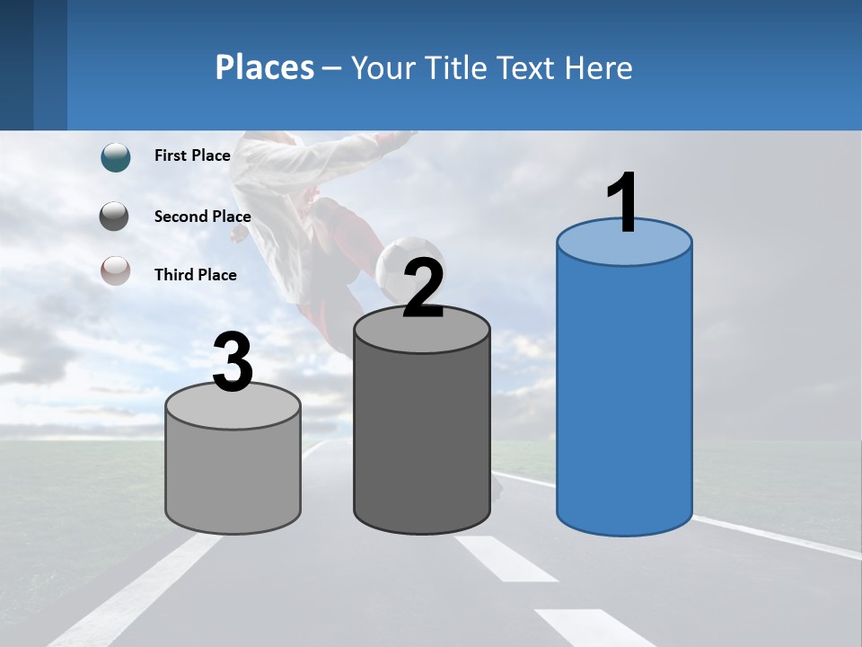 A Man Kicking A Soccer Ball On A Road PowerPoint Template