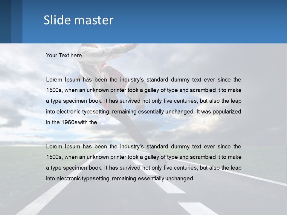 A Man Kicking A Soccer Ball On A Road PowerPoint Template