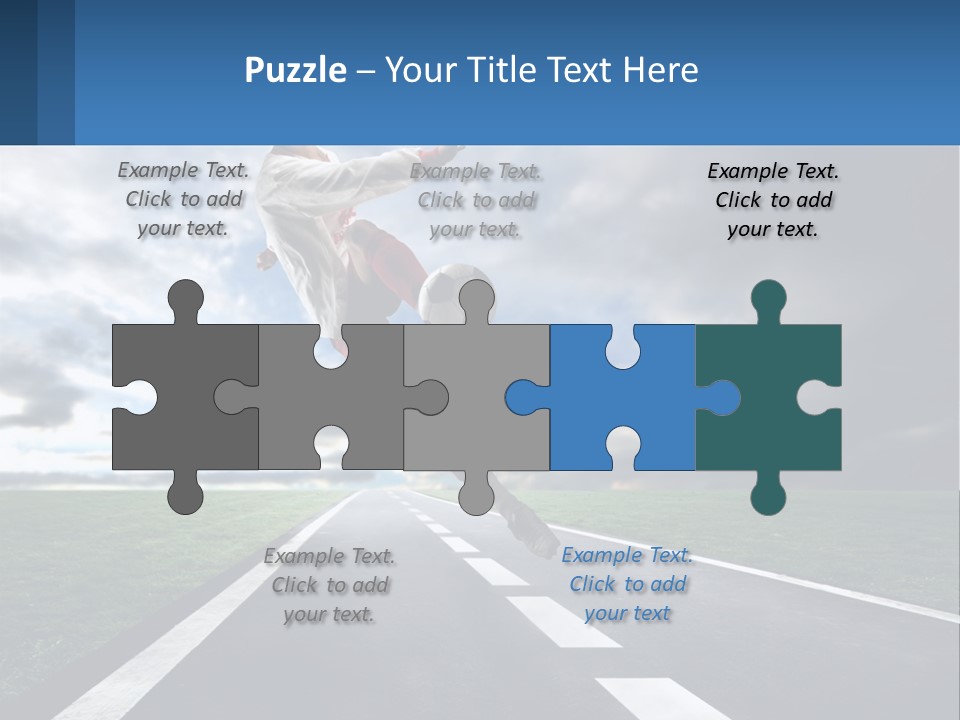 A Man Kicking A Soccer Ball On A Road PowerPoint Template