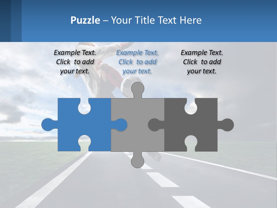 A Man Kicking A Soccer Ball On A Road PowerPoint Template