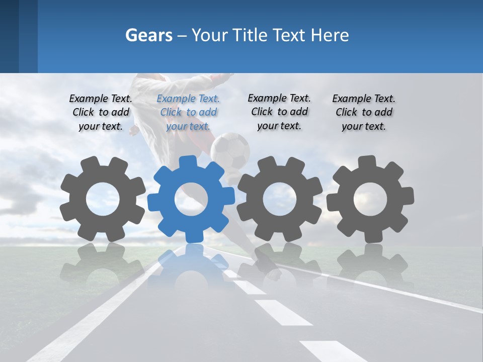 A Man Kicking A Soccer Ball On A Road PowerPoint Template