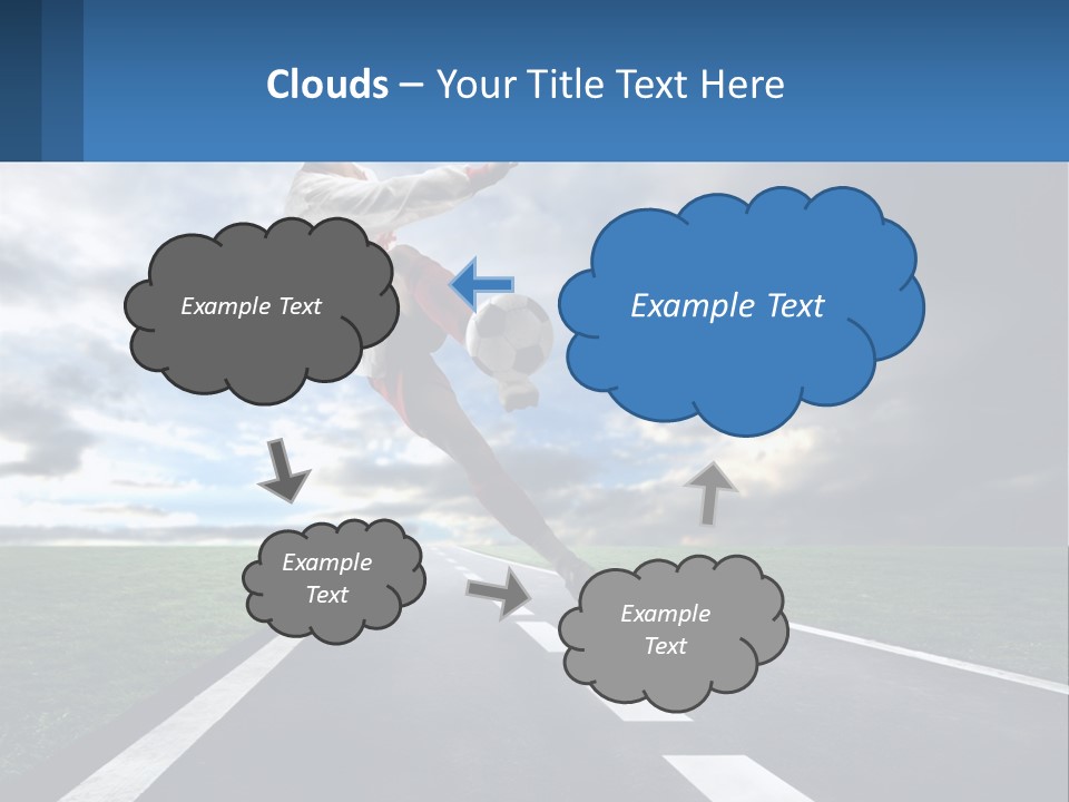 A Man Kicking A Soccer Ball On A Road PowerPoint Template