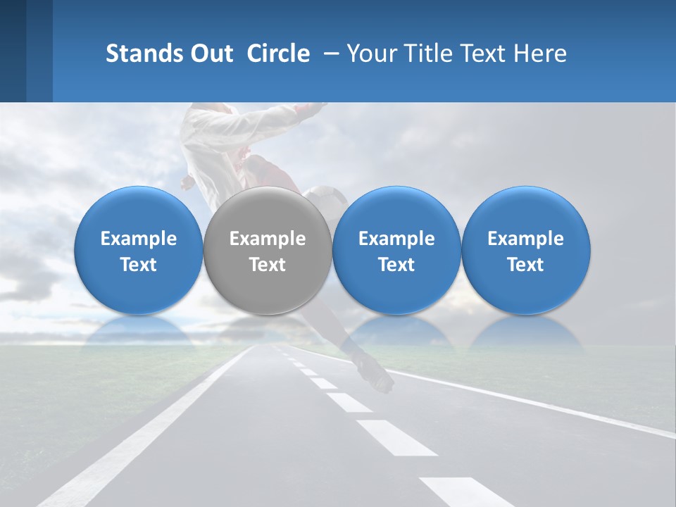 A Man Kicking A Soccer Ball On A Road PowerPoint Template