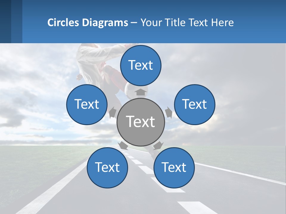 A Man Kicking A Soccer Ball On A Road PowerPoint Template