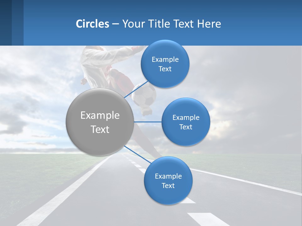 A Man Kicking A Soccer Ball On A Road PowerPoint Template